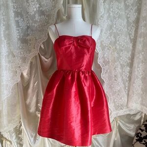 Berry Satin Bow Bust Mini Dress
